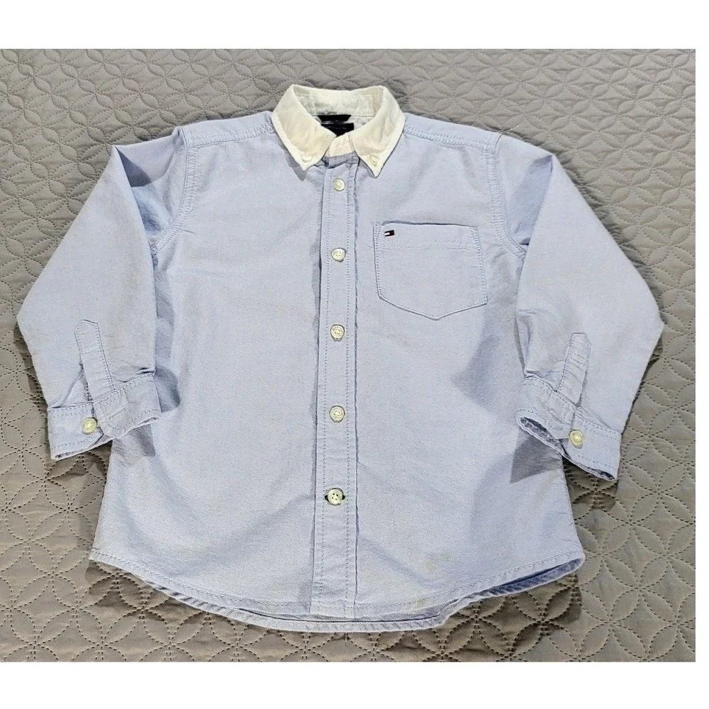 Tommy Hilfiger Oxford Shirt White Collar Button Down Dress Shirt Size 5‎ - Picture 2 of 7